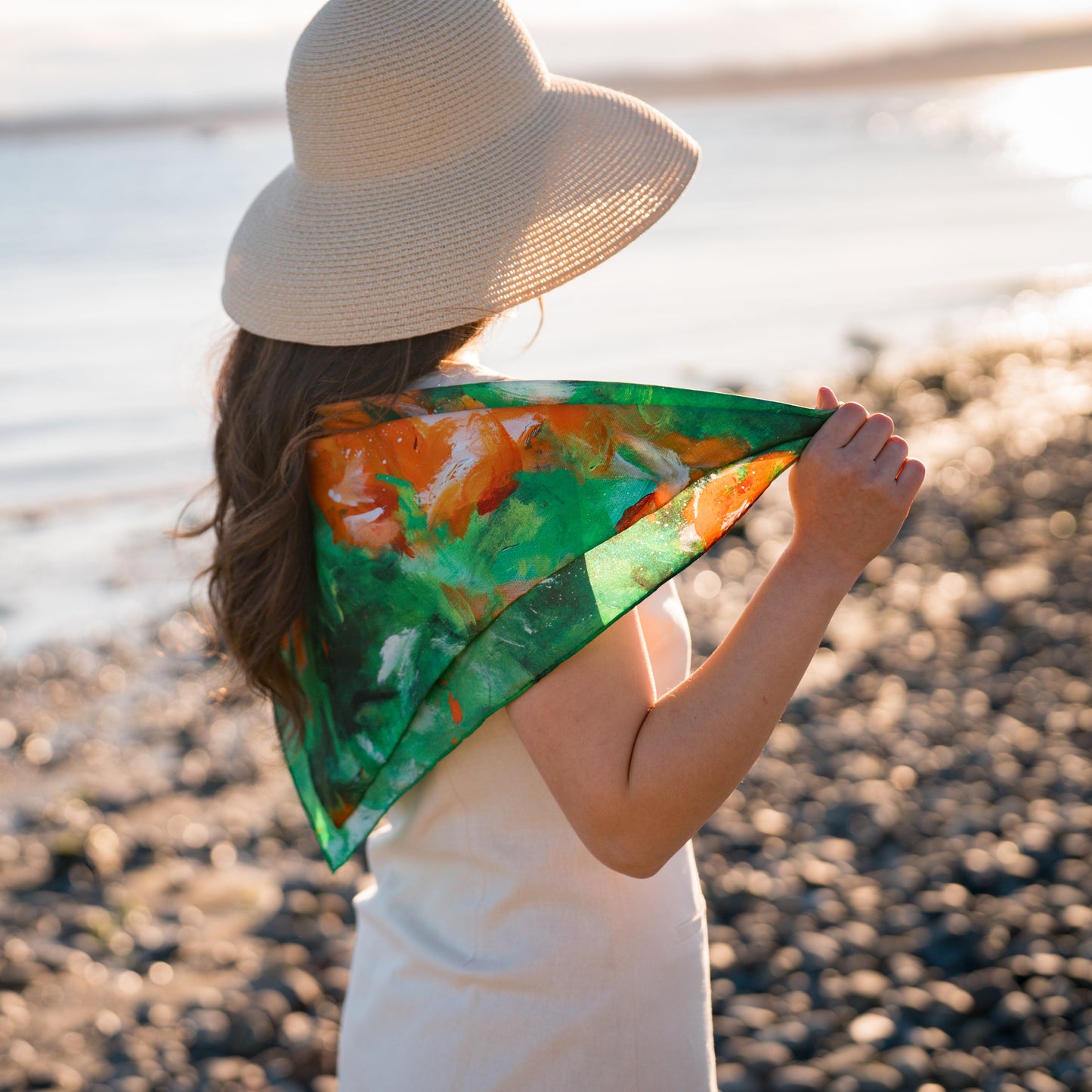 Silk twill scarf "Somewhere under the Spanish trees"