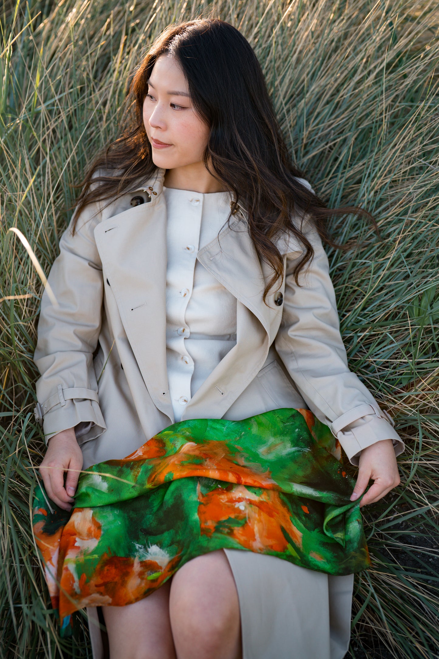 Silk twill scarf "Somewhere under the Spanish trees"