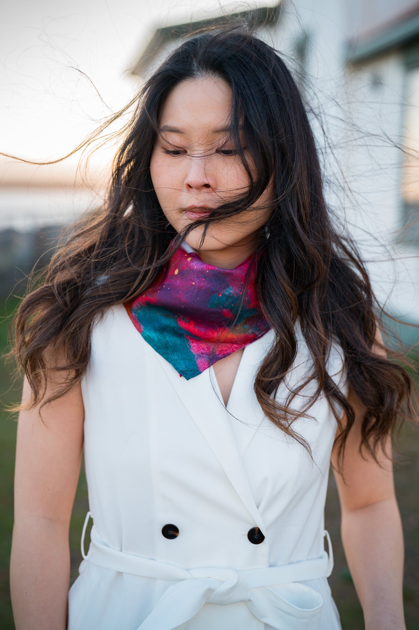 Silk twill scarf "My head is a jungle"