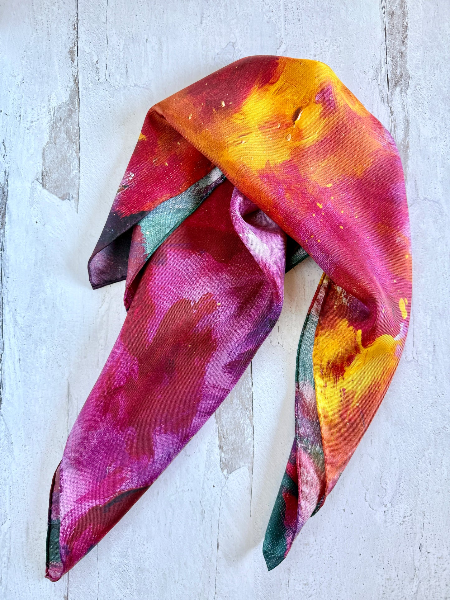 Silk twill scarf "My head is a jungle"