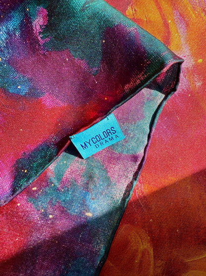 Silk twill scarf "My head is a jungle"