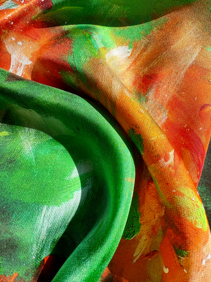 Silk twill scarf "Somewhere under the Spanish trees"