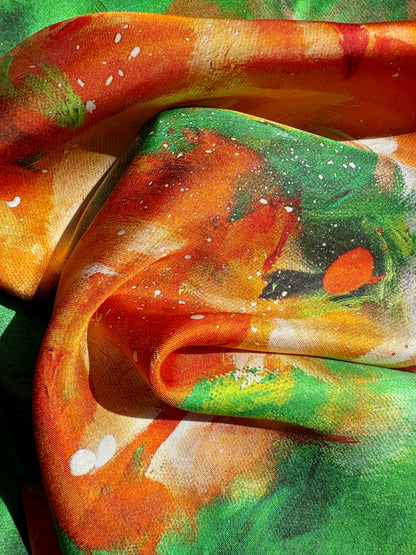 Silk twill scarf "Somewhere under the Spanish trees"