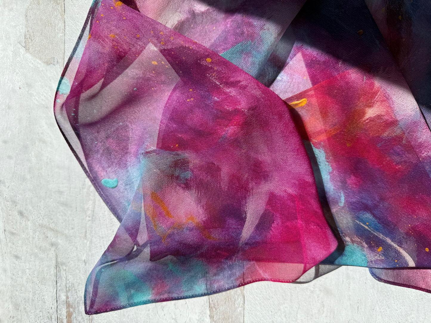 Silk georgette scarf "Conflicted Chaos"