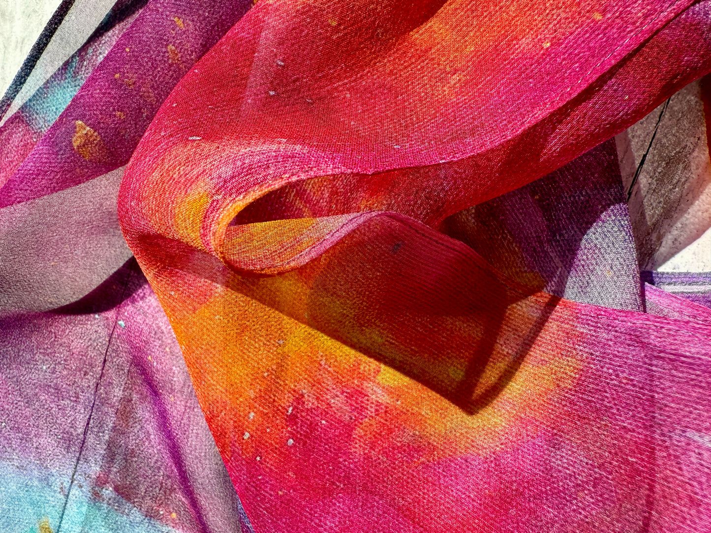 Silk georgette scarf "Conflicted Chaos"