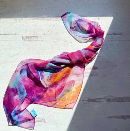 Silk georgette scarf "Conflicted Chaos"