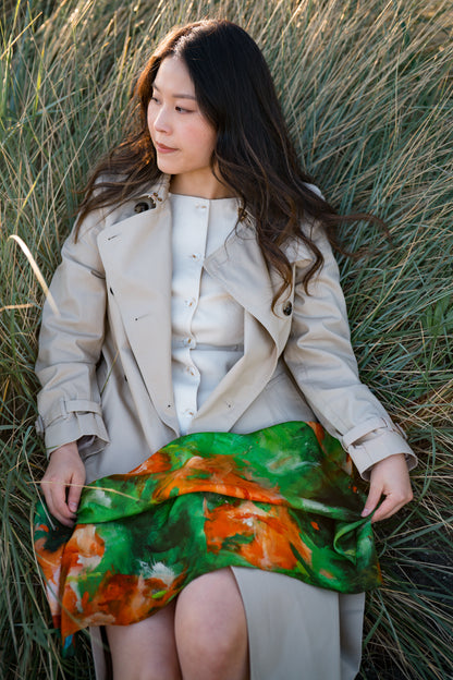 Silk twill scarf "Somewhere under the Spanish trees"
