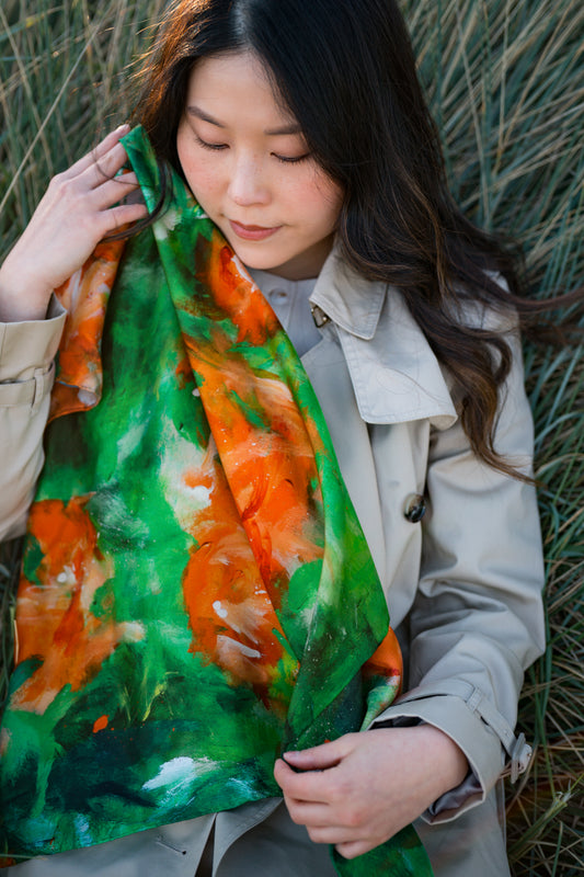 Silk twill scarf "Somewhere under the Spanish trees"