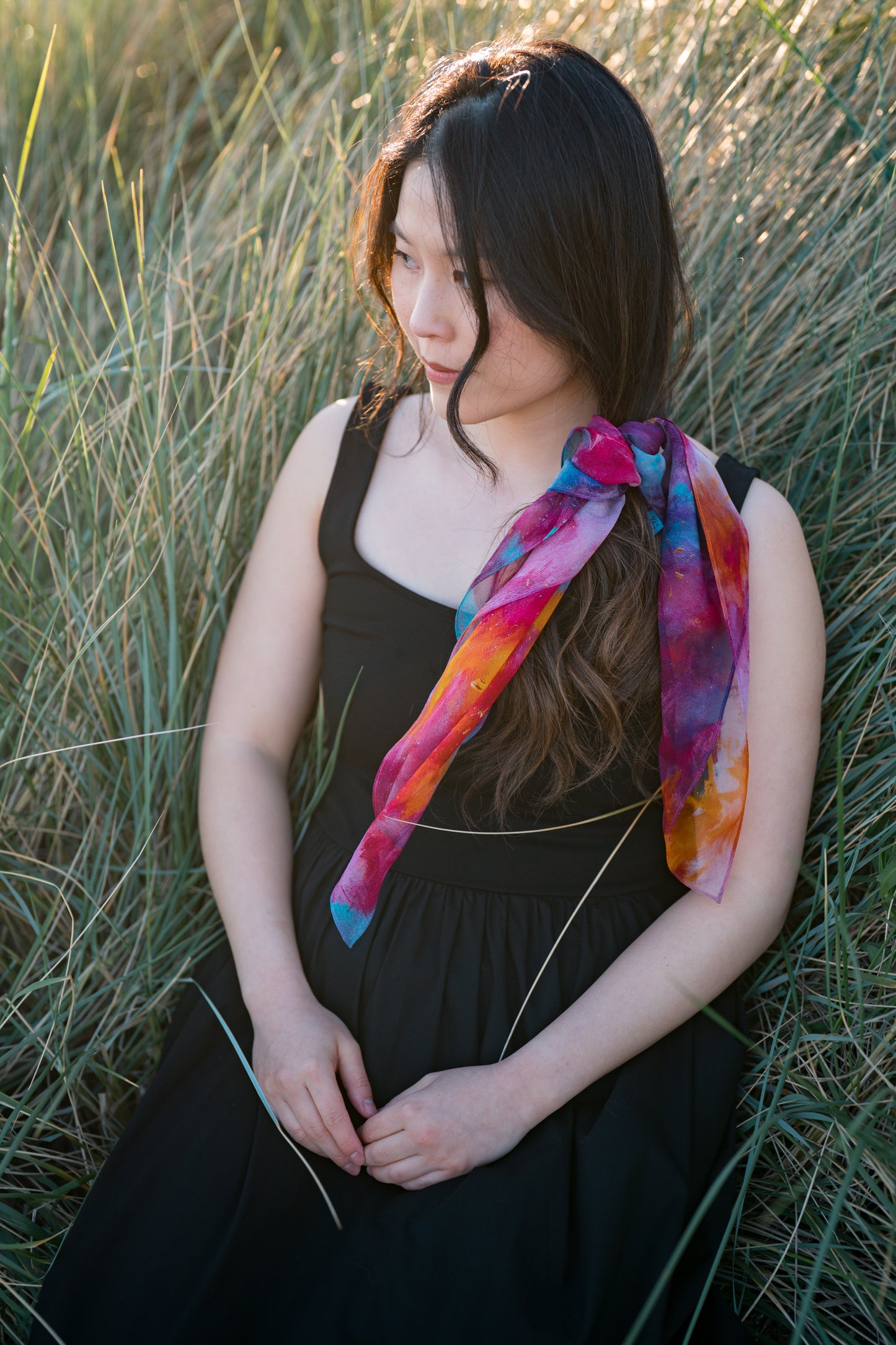 Silk georgette scarf "Conflicted Chaos"