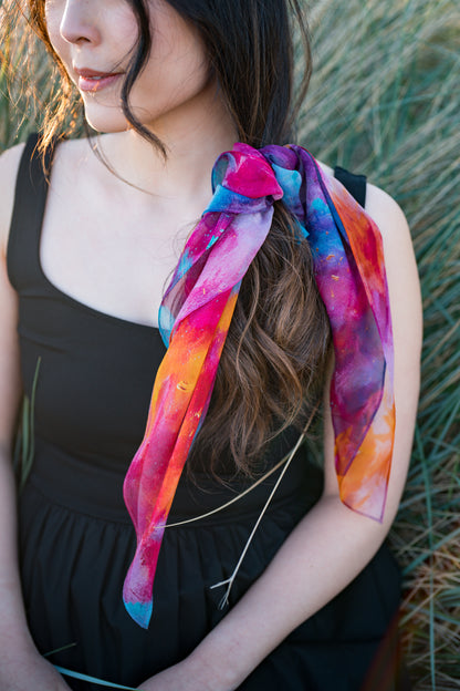 Silk georgette scarf "Conflicted Chaos"