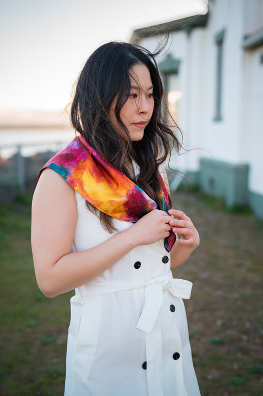 Silk twill scarf "My head is a jungle"