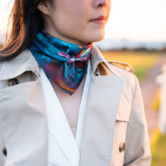 Silk twill scarf "My deep dark secret"